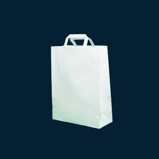 laboutique-surfilm-sacs-sur-stock-sacs-de-courses-sacs-kraft-sac papier kraft blanc recyclé et recyclable à poignées plates 27+12x36