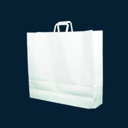 la boutique surfilm- sacs sur stock-sacs kraft- Sac papier kraft blanc recyclé et recyclable à poignées plates 54+14x50